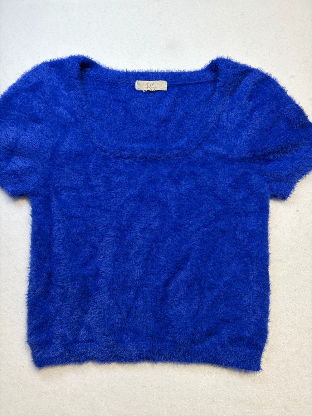 Chelsea & Violet Royal Blue Fuzzy Scoop-Neck Sweater